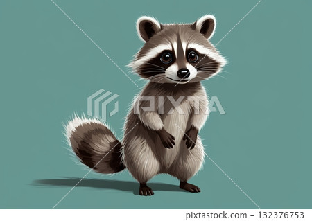 浣熊后腿站立着 浣熊后腿站立着 132376753