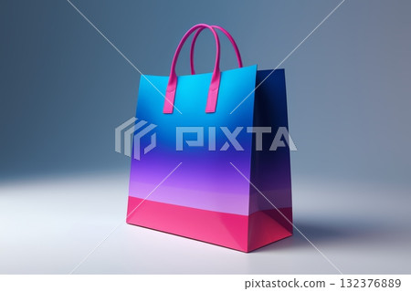 带有粉色手柄的购物袋的特写 132376889