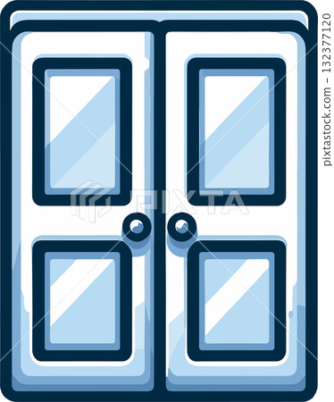 白色雙開門的插圖 132377120