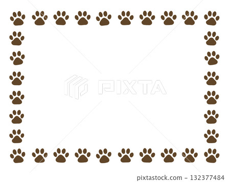 可愛的爪印框架背景材料 132377484