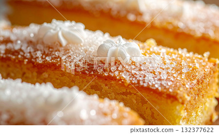Close-Up of Angel Cake Slices with Whipped Cream Close-Up of Angel Cake Slices with Whipped Cream 132377622