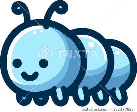 藍色毛毛蟲插圖 藍色毛毛蟲插圖 132377623