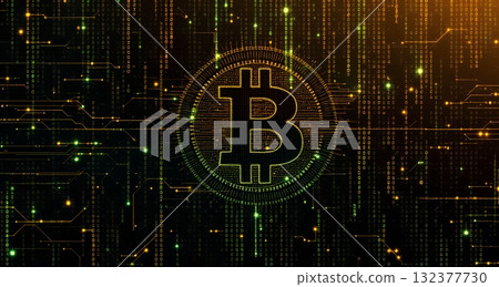 Bitcoin Cyber Matrix Code background 132377730