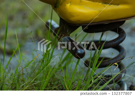 Spring play equipment in the park: Animal rides and springs Spring play equipment in the park: Animal rides and springs 132377807