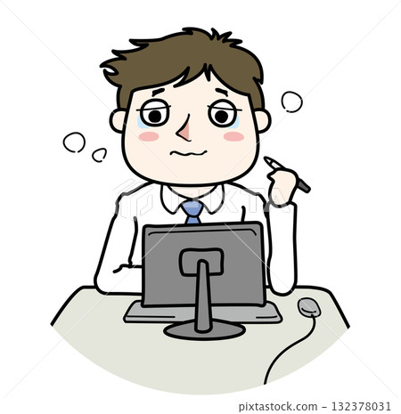 加班後勞累過度的男性上班族 加班後勞累過度的男性上班族 132378031