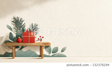 擺滿聖誕禮物的桌子 132378294