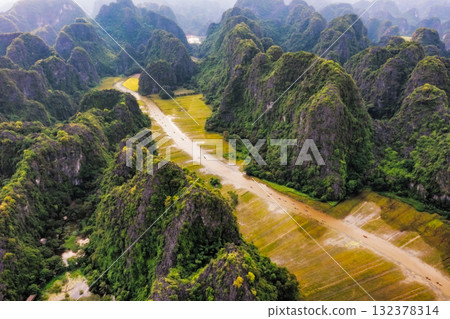 Ngo Dong River in Tam Coc from Above 132378314