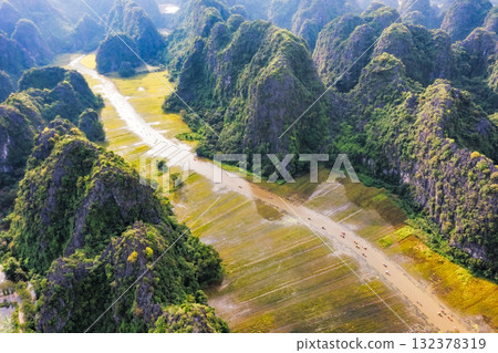 Ngo Dong River in Tam Coc from Above Ngo Dong River in Tam Coc from Above 132378319