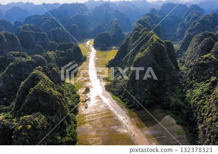 Ngo Dong River in Tam Coc from Above 132378321