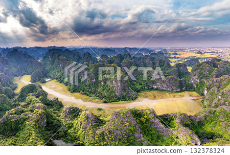 Ngo Dong River in Tam Coc from Above 132378324