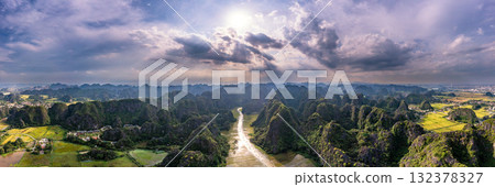 Ngo Dong River in Tam Coc from Above 132378327