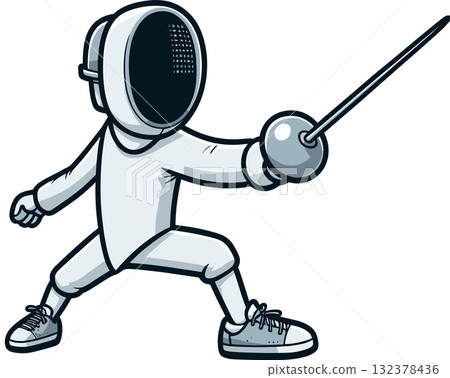 擊劍運動員的站姿插圖 132378436