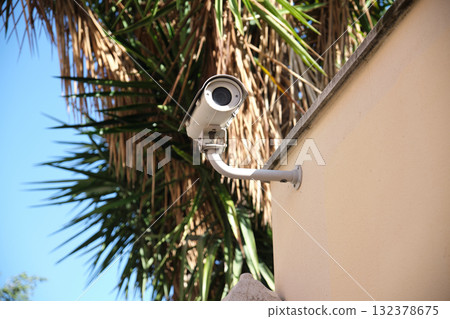 outdoor surveillance camera on the street outdoor surveillance camera on the street 132378675