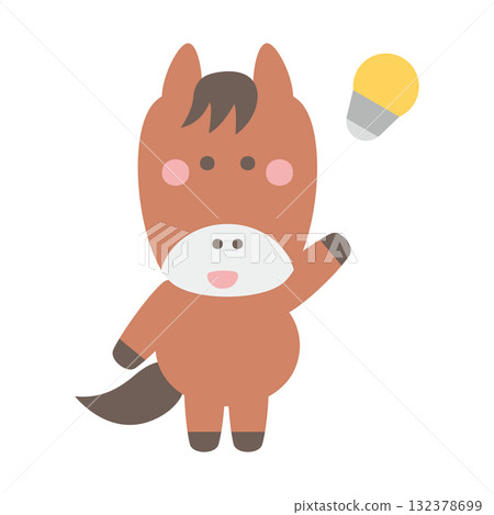 可愛的馬人物插圖素材 132378699