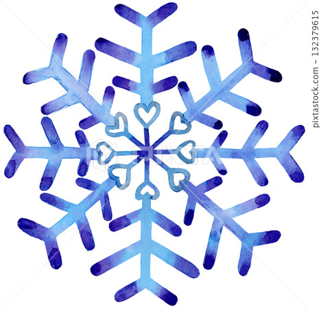 Watercolor Blue Snowflake Hand Drawn Isolated Background Watercolor Blue Snowflake Hand Drawn Isolated Background 132379615