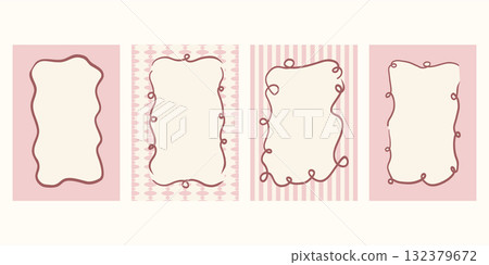 Whimsical frame set of round and oval decorative borders drawn with elegant ribbons and bows. Perfect vector outline for retro wedding invitation or cute birthday party. Whimsical frame set of round and oval decorative borders drawn with elegant ribbons and bows. Perfect vector outline for retro wedding invitation or cute birthday party. 132379672