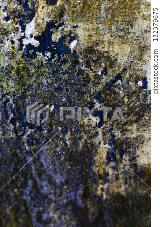 Algae Stains On Wet Concrete Floor With Flowing Water, Algae stains bloom on a wet concrete floor with streaming water, offering a raw aesthetic, great for a dramatic photo or a visual promotion. 132379675