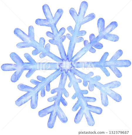 Watercolor Snowflake Icy Blue Hand Painted Isolated Background Watercolor Snowflake Icy Blue Hand Painted Isolated Background 132379687