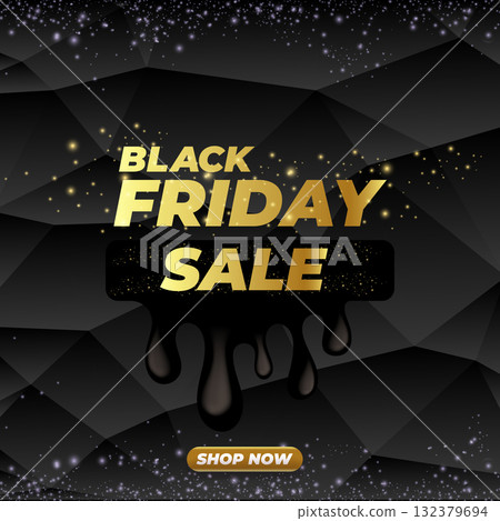 Black Friday sale SQUARE banner with golden text. Black friday melt label, sticker, icon isolated on black CRYSTAL background. creative graphic for promotional banners, social media, shopping labels Black Friday sale SQUARE banner with golden text. Black friday melt label, sticker, icon isolated on black CRYSTAL background. creative graphic for promotional banners, social media, shopping labels 132379694