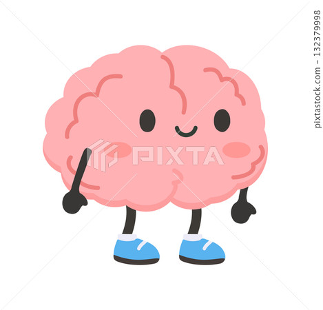 Cartoon Brain Character with Shoes Illustration 132379998