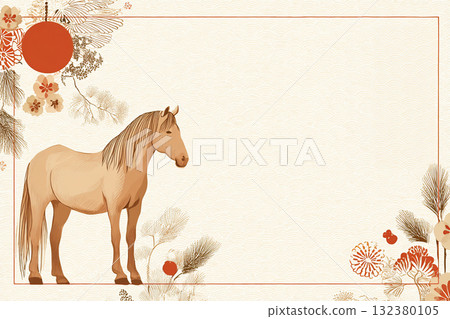 馬和日式裝飾背景 132380105