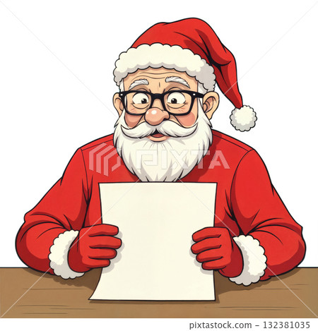 Happy Santa Claus reading a letter Happy Santa Claus reading a letter 132381035