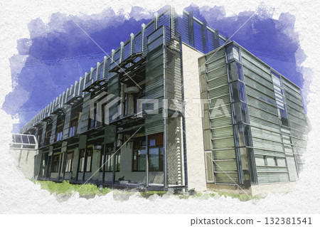 水彩風格,鳥取縣公共衛生與環境研究所,鳥取縣湯梨濱町 水彩風格,鳥取縣公共衛生與環境研究所,鳥取縣湯梨濱町 132381541