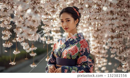 A woman in a kimono 132381556