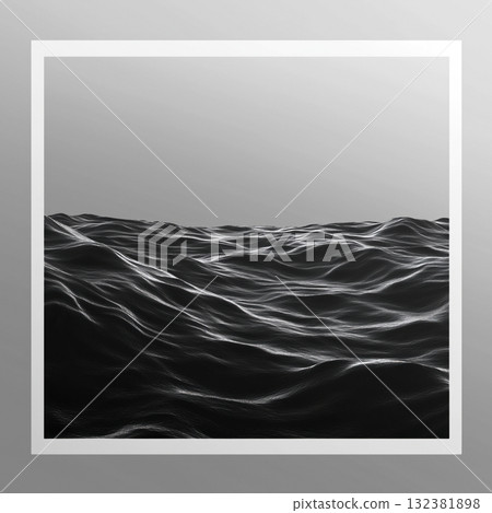 Minimal modern composition theme background on square template with white frame and copy space for text in black and white color tones. Minimal modern composition theme background on square template with white frame and copy space for text in black and white color tones. 132381898