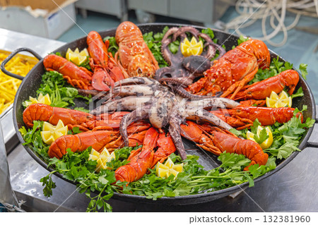 Grilled Octopus and Lobsters 132381960