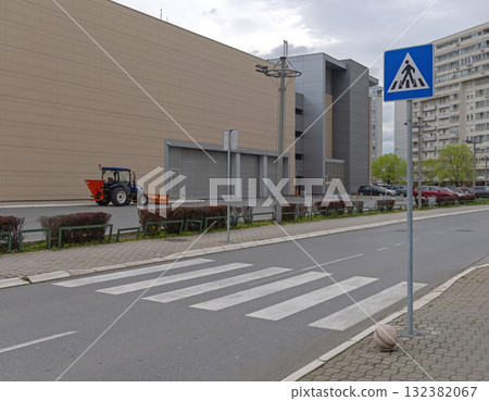 Zebra Pedestrian Crossing Sign Zebra Pedestrian Crossing Sign 132382067