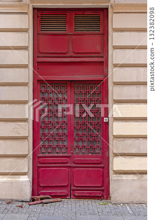 Oriental Style Red Door 132382098