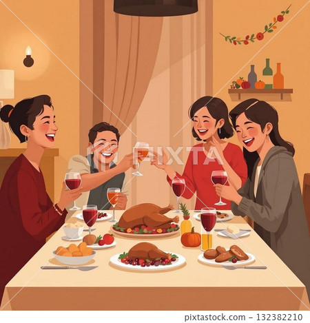 Thanksgiving family dinner Thanksgiving family dinner 132382210