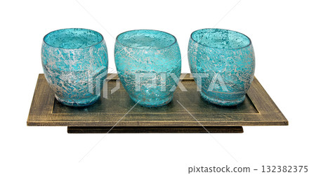 Blue glas candlesticks tray Blue glas candlesticks tray 132382375