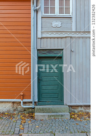 Green Wooden Door Norway 132382426
