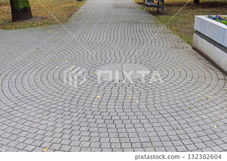 Circular Cobblestone Pavement Park 132382604