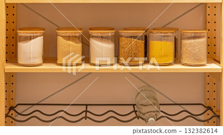 Ingredients Grains Glass Jars Ingredients Grains Glass Jars 132382614