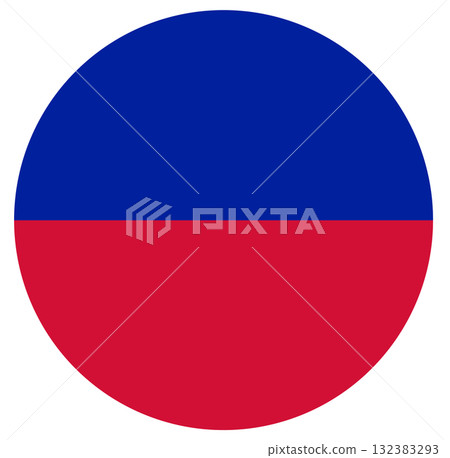 Civil flag of Haiti isolated in circle shape. Civil flag of Haiti isolated in circle shape. 132383293