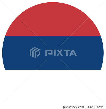 Civil flag of Serbia rounded icon. Rounded button. Serbia flag in circle shape. 132383294