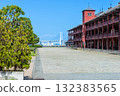 Yokohama Red Brick Warehouse and tree-lined avenue Yokohama Red Brick Warehouse and Bay Bridge Yokohama Minato Mirai district Bayside area scenery 132383565