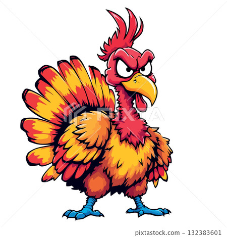 Vsai cartoon turkey showing angry expression 132383601