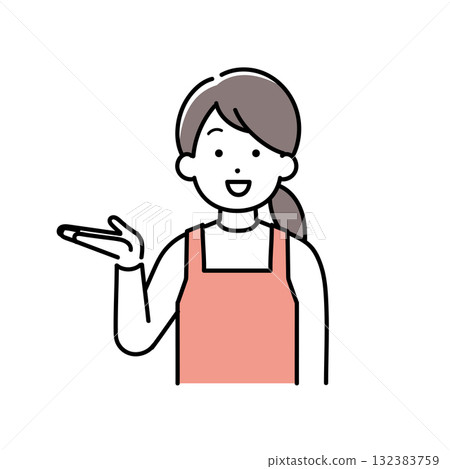 Illustration of a housewife (nursery school teacher, housekeeper) giving instructions Illustration of a housewife (nursery school teacher, housekeeper) giving instructions 132383759