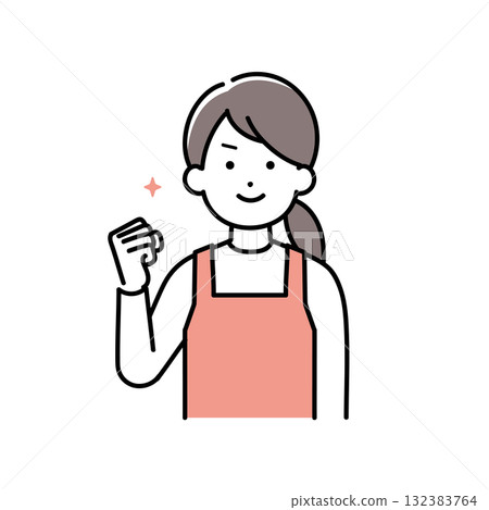家庭主婦（幼兒園老師、家事助理）握拳的插圖 132383764