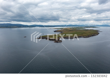 Aerial View of St John's Point Lighthouse in County Donegal, Ireland 132383842