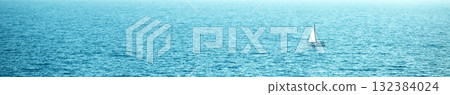 Ship with sail in sea banner Ship with sail in sea banner 132384024