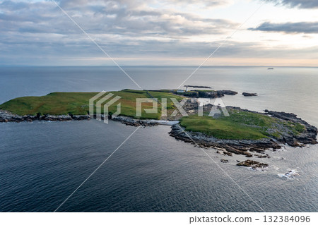 Aerial view of Rathlin O'Birne island in County Donegal, Irleand Aerial view of Rathlin O'Birne island in County Donegal, Irleand 132384096