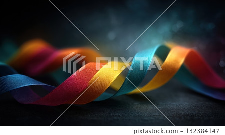 multicolored ribbons winding, dynamic composition 132384147