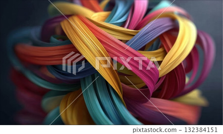 multicolored ribbons winding, dynamic composition multicolored ribbons winding, dynamic composition 132384151