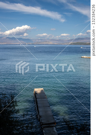 Ionian sea in Syki Bay, Corfu (Korfu), Greece 132384236