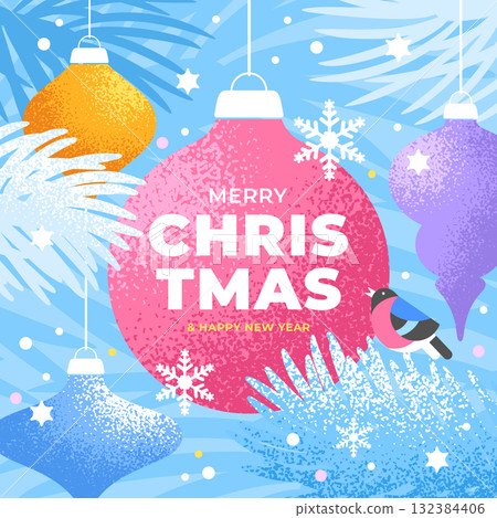 Merry Christmas and Happy New Year Greeting Banner Merry Christmas and Happy New Year Greeting Banner 132384406